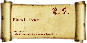 Mérai Ivor névjegykártya